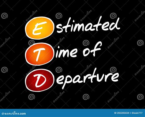 ETD - Estimated Time of Departure, Acronym Stock Illustration - Illustration of representation ...