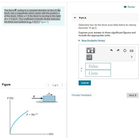 Solved A Review The Force F Acting In A Constant Direction Chegg