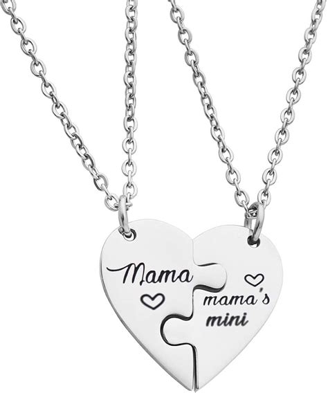 Ikunne Mother And Daughter Matching Heart Puzzle Necklace Set Of For