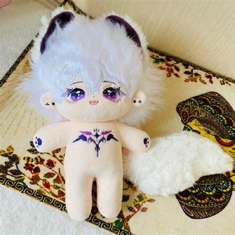 20cm New Cute Cotton Doll With Big Ears And Detachable Tail W Magnet Naked Doll Soft White