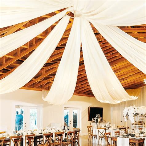 6 Panels Ivory White Ceiling Drapes for Wedding Ceiling Drapes 5ftx10ft ...