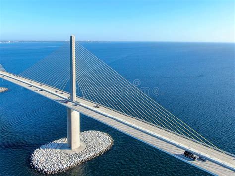 Aerial View Of Sunshine Skyway Bridge Stock Image Image Of Famous