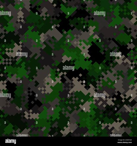 Seamless Digital Woodland Pixel Camo Texture Vector For Army Textile