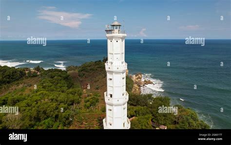 Aerial view of the Lighthouse at Baron Beach, Gunung Kidul, Yogyakarta, Mercusuar pantai Baron ...