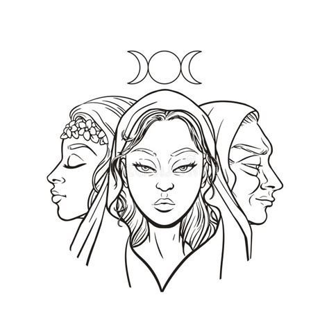 Triple Goddess As Maiden Mother And Crone Beautiful Woman Symbol Of