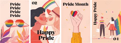 Gay Pride Month Poster Design Collection Set Of Banners For Lgbtq