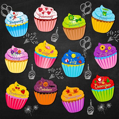 Buy Birthday Cupcakes Cutouts Classroom Bulletin Board Cutouts Chart