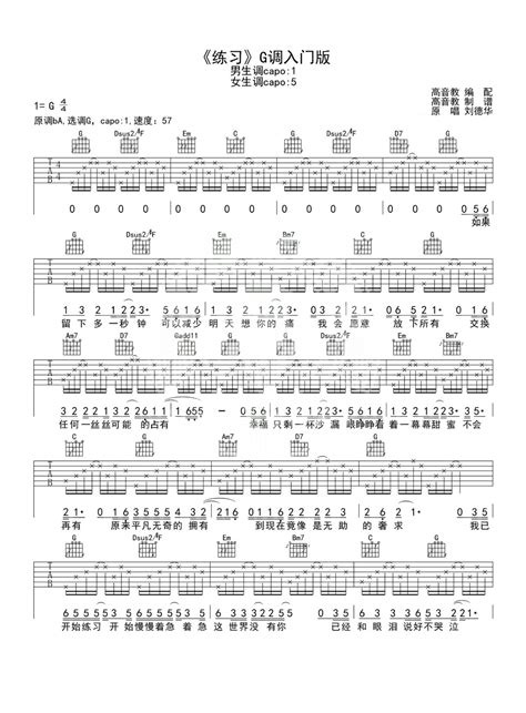练习吉他谱 刘德华 G调吉他弹唱谱 琴谱网