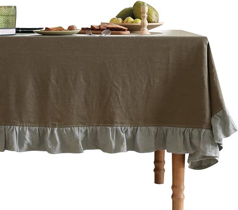 Amazon Patdrea Designer Green Ruffled Square Tablecloth French