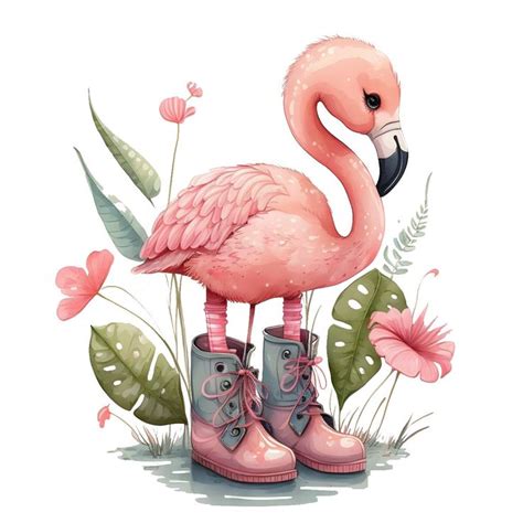 Flamingo In Boots Cotton Fabric Panel Square Small Sewing Quilting