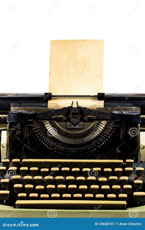 Old typewriter with paper stock image. Image of text - 24608101