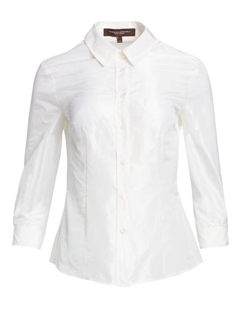 Carolina Herrera Silk Signature Taffeta Blouse In Natural White White