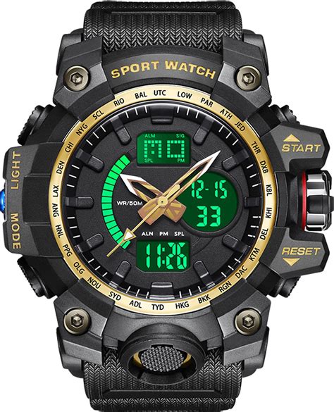 Megalith Herren Uhr Milit R Chronographen Digitaluhr Sportlich Led