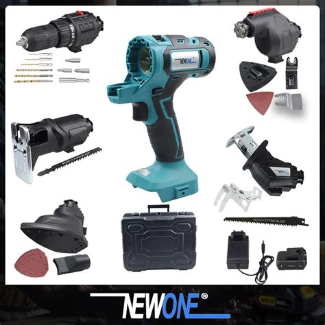 Newone 10 In 1 Brushled Cordless Drill Impact Wrench Screwdriver Kit Chainsaw Reciprocating