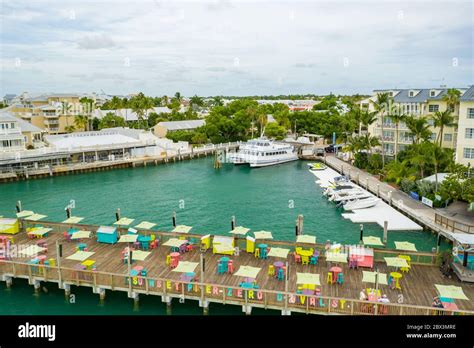 Aerial Photo Sunset Pier Zero Duval Street Key West Florida Usa Stock