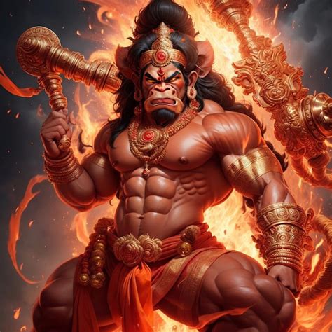 Premium Photo A Lord Hanuman Angry Ilustration