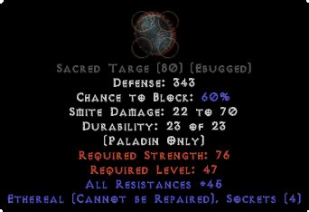 Sockets Sacred Targe Shield All Resist Ethereal Diablo