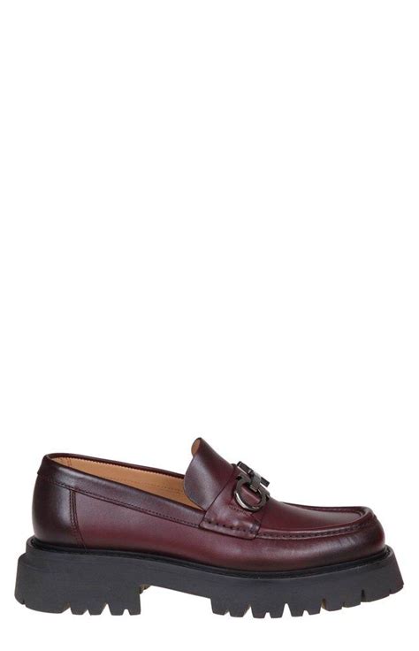 Ferragamo Florian Leather Loafers With Gancini Buckle In Red For Men Lyst