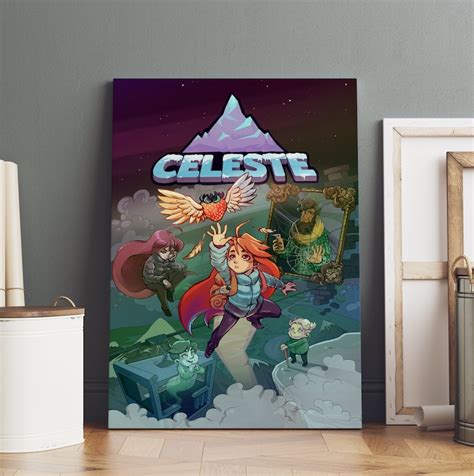 Celeste Poster Indie Gaming Art Celeste Rolled Canvas Print Gaming Room ...