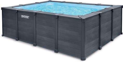 intex gn kit piscine tubulaire rectangulaire graphite