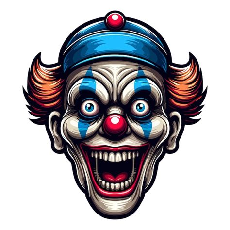 Ilustración vectorial de la mascota de la cara de payaso espeluznante