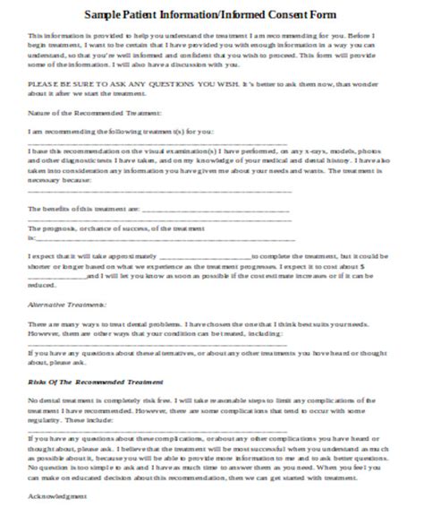 Free 8 Dental Consent Forms In Pdf Ms Word