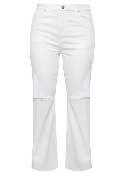 Yours Plus Size White Ripped Wide Leg Jeans Yours Clothing