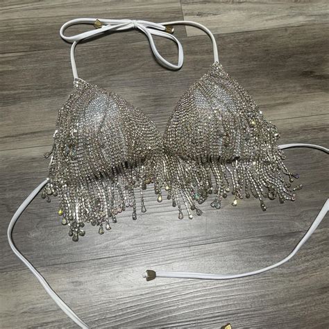 Crystal Covered Bikini Style Top Worn Maybe Times Depop