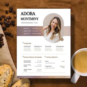 Editable Actress Actor Resume Template With Photo For Word Acting