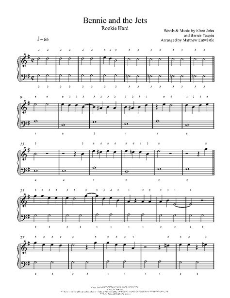 Bennie And The Jets by Elton John Sheet Music & Lesson | Rookie Level