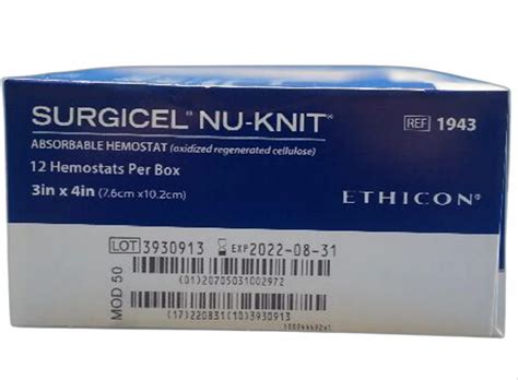 Oxidized Regenerated Cellulose Surgicel Nu Knit Absorbable Hemostat At