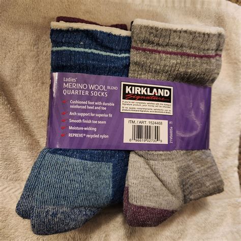 Kirkland Signature Ladies` Merino Wool Quarter Socks 4 Pack Purple Mix