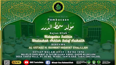 Live Majelis Rutinan Malam Ahad Kitab Hidayatus Salikin