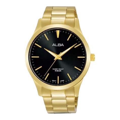 Jam Tangan Pria Alba Arsz X Men Black Dial Gold Stainless Steel Strap