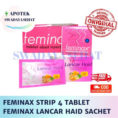 Jual FEMINAX STRIP 4 Tablet LANCAR HAID SACHET Obat Pereda Nyeri Haid