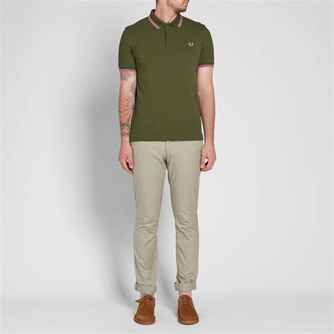 Fred Perry Slim Fit Twin Tipped Polo Rifle Green And Cocktail End Us