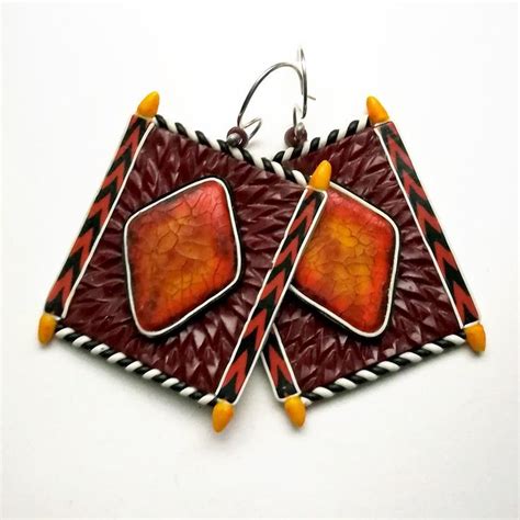 Shelley Atwood S Textured Polymer Clay Earrings With Crackle Finish