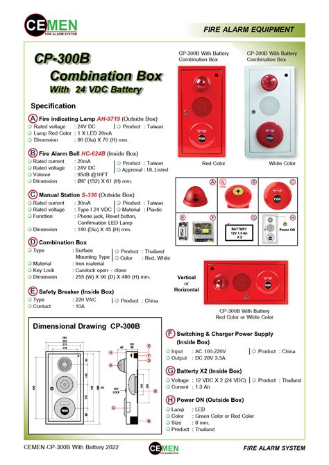 Combination Box ชุดอุปกรณ์แจ้งเหตุเพลิงไหม้ ยี่ห้อ Cemen