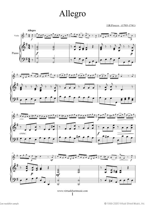 Allegro sheet music for violin and piano (PDF-interactive) | Violin ...