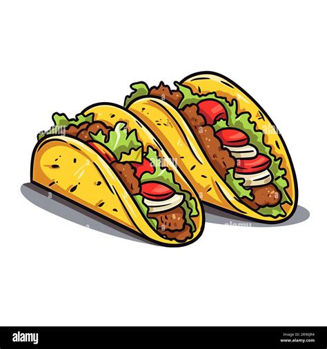 Mexican taco. Tacos hand-drawn illustration. Vector doodle style ...