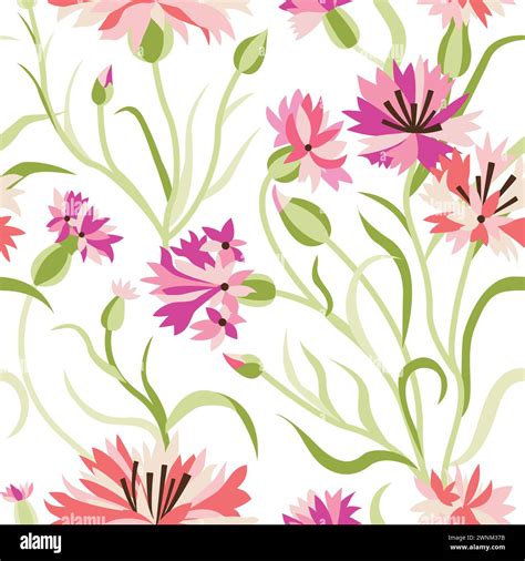 Seamless Floral Pattern With Blue Corn Flowers Stock Vector Image Art