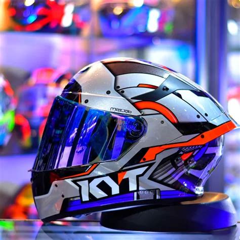 Capacete Kyt Tt Ratthapark Viseira Azul Aerof Lio Azul