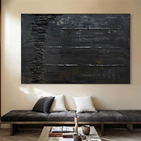 large pure black abstract minimalist oil painting black abstract art