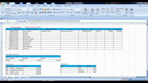 Latihan Excel Membuat Tabel Penjualan Tiket Youtube