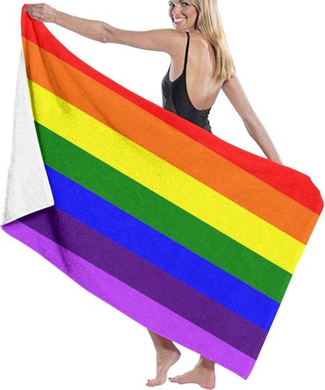 Fernmxz Gay Pride Rainbow Flag Soft Beach Towels Quick Dry Oversized