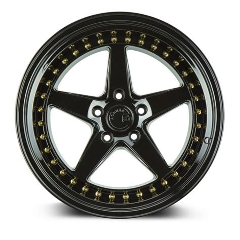 Aodhan DS05 Gloss Black W Gold Rivets 18x10 5 5x114 3 22