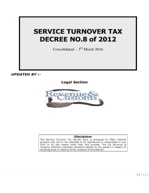 Fillable Online Service Turnover Tax Act Fiji Revenue Customs