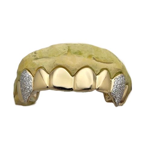 Polished grillz with Prong Set Diamond Vamp Fangs 8pc Top or Bottom – Grillz Masters