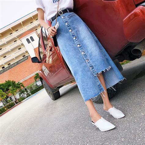 2018 New Spring And Summer Irregular Fashion Womens Denim Skirts Denim