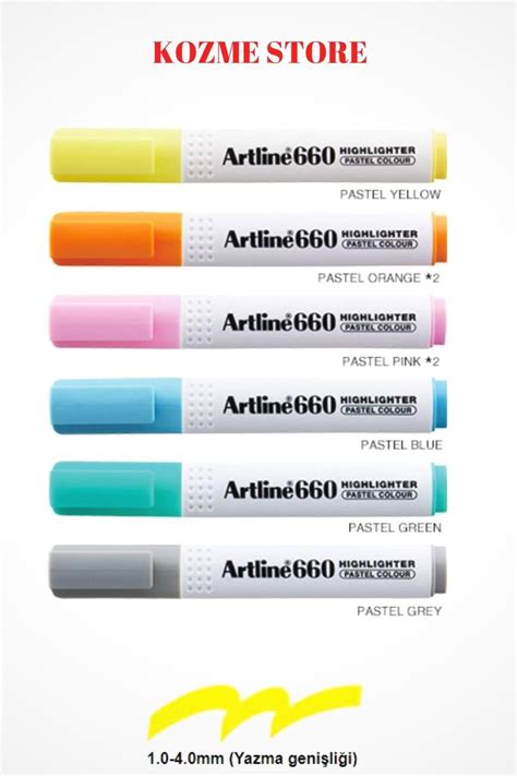 artline Pastel Renkler Fosforlu İşaretleme Kalemi Kozme Store 660 6